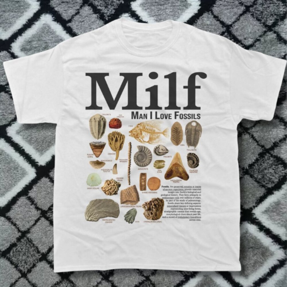 Man I Love Fossils Vintage T-Shirt Retro Geology Humor Tee Prehistoric 90s